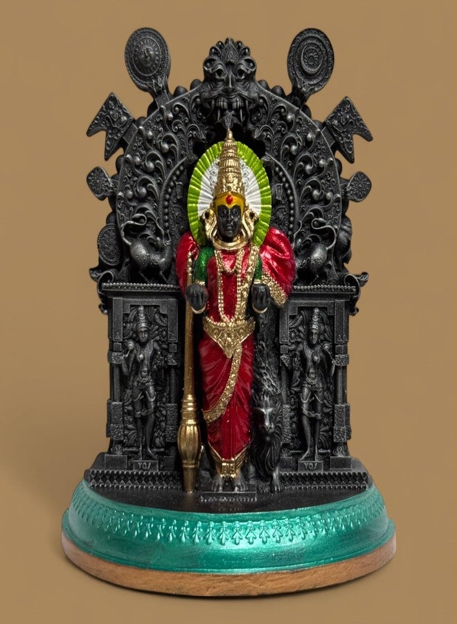 KariGhar, Kolhapur Mahalaxmi in Navari Saree Murti for Study Table Car Dashboard, Home, Puja Ghar, Gifting (Saree Colour May Vary) Inch Multi Color - Image 1